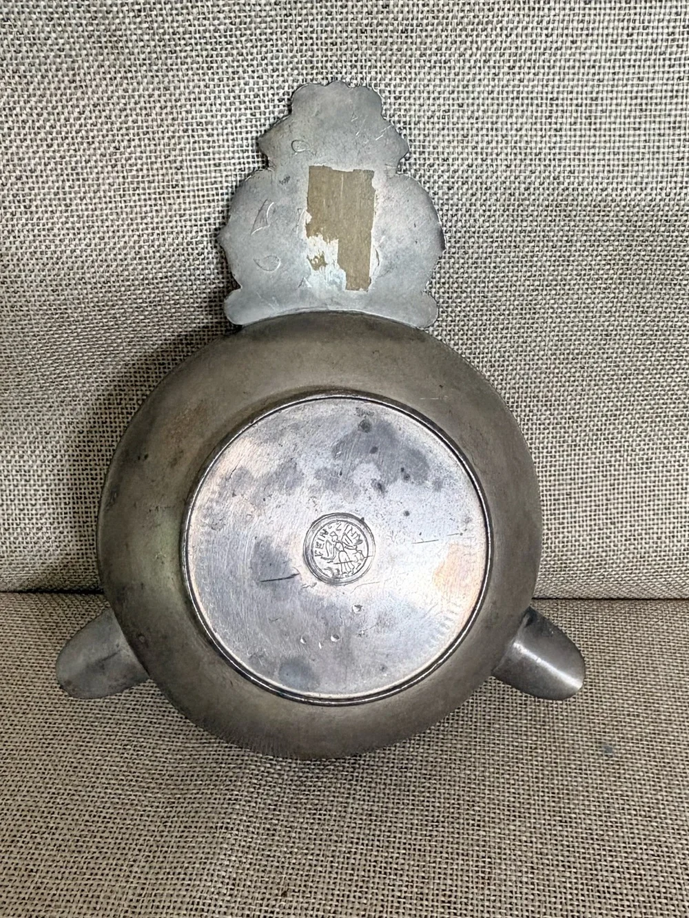 Vintage Rein Zinn German Pewter Tastevin Wine Taster Cigar Tray Angel Medallion